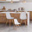 Ensemble de 4 chaises d'appoint blanches en similicuir blanc, style moderne médiéval pour la cuisine et la salle à manger, pieds en bois