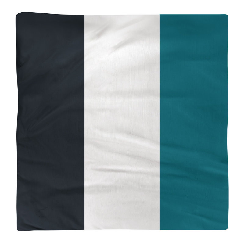 Cotton Striped Square Napkin, Black/White/Teal