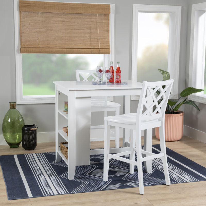 Ariarna 3pc Counter Height Space Saver Dining Set, White