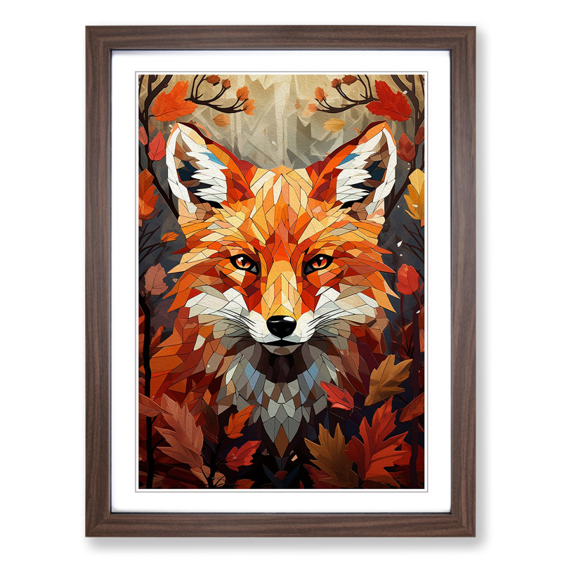 Fox Geometric No.4 Framed Print, Walnut Framed, 46cm H x 34cm W