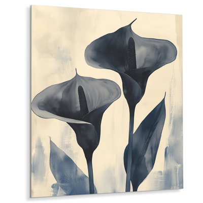 Lys calla indigo II - Décoration murale en fleurs, impression sur métal