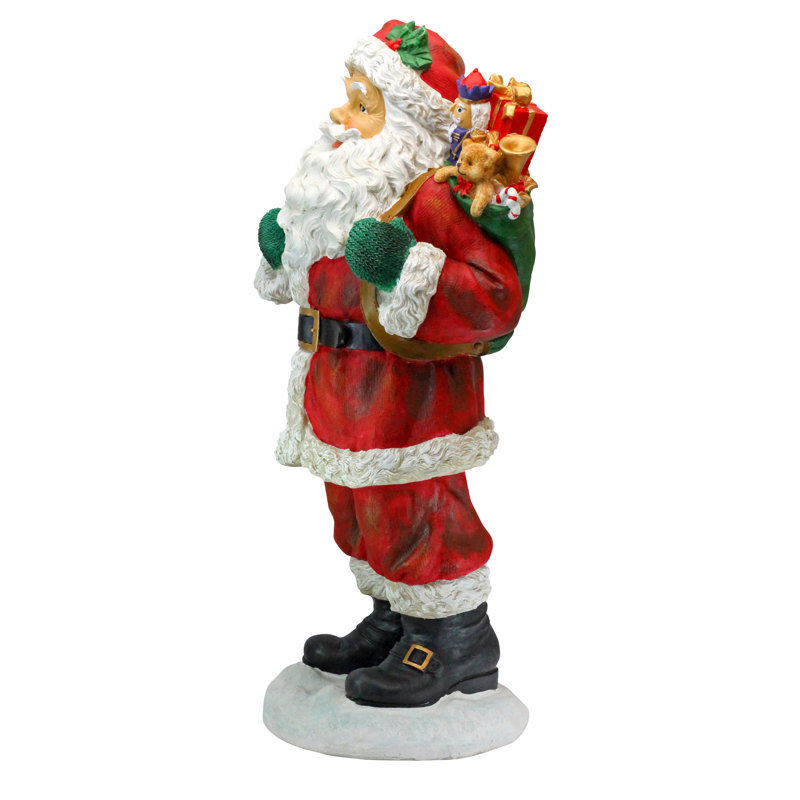 Festive Santa Claus Resin Holiday Statue with Toys