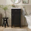 Ensemble de meuble-lavabo simple de 16 po avec lavabo en céramique, ensemble de meuble-lavabo autoportant avec porte à fermeture douce, tablette réglable, style français, pieds pleins, noir-1066872539