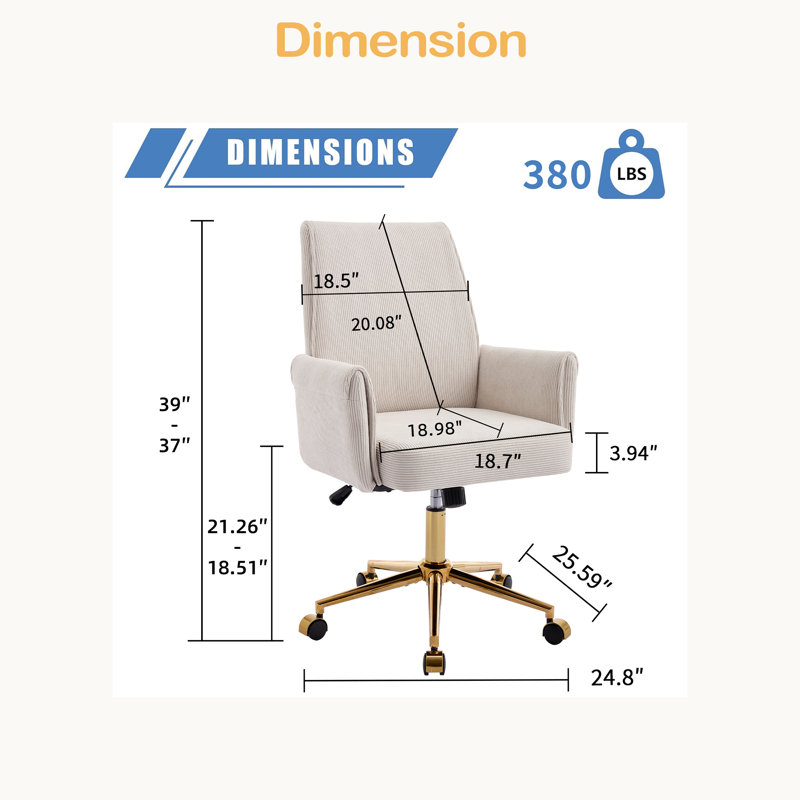 Mid-Back Liftable Office Chair And Ergonomically Designed, Is An Excellent Choice For Working, Studying Or Relaxing, White