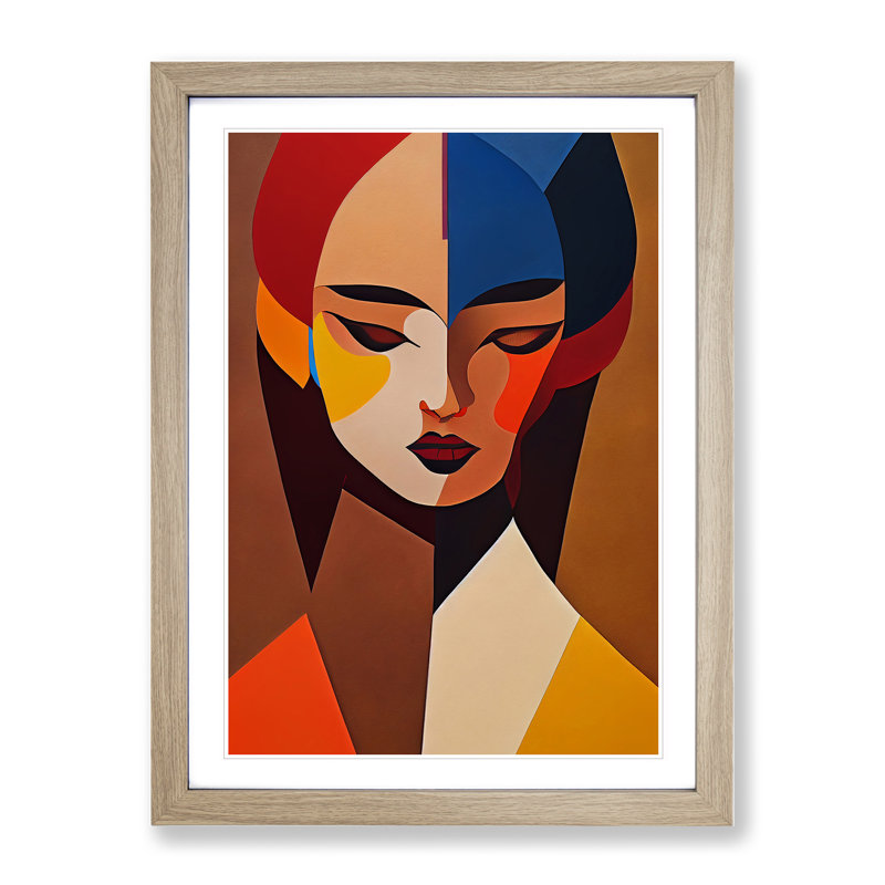 Portrait Of A Woman - Single Picture Frame Print, 34cm H x 25cm W x 2cm D, Oak