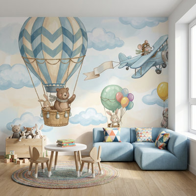 Adhésif mural ballon à air chaud pour enfants