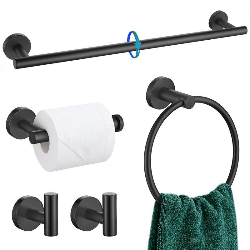5 Piece Bathroom Hardware Set (set Of 5), Matte Black
