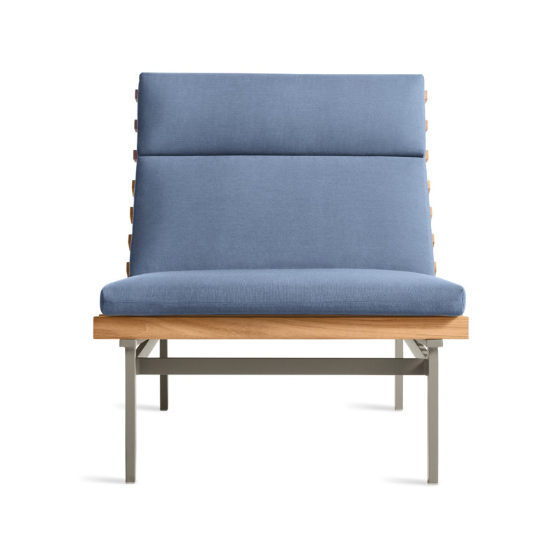 Perch Outdoor Teak Chaise Lounge, Charcoal, Sunbrella Haze
