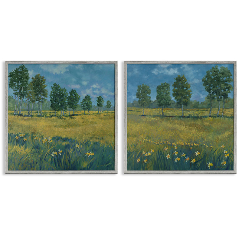 «Daffodil Tree Lined Field 2 PC», art numérique par Graham Reynolds, Estampe numérique Farmhouse, H 17 po x l 17 po