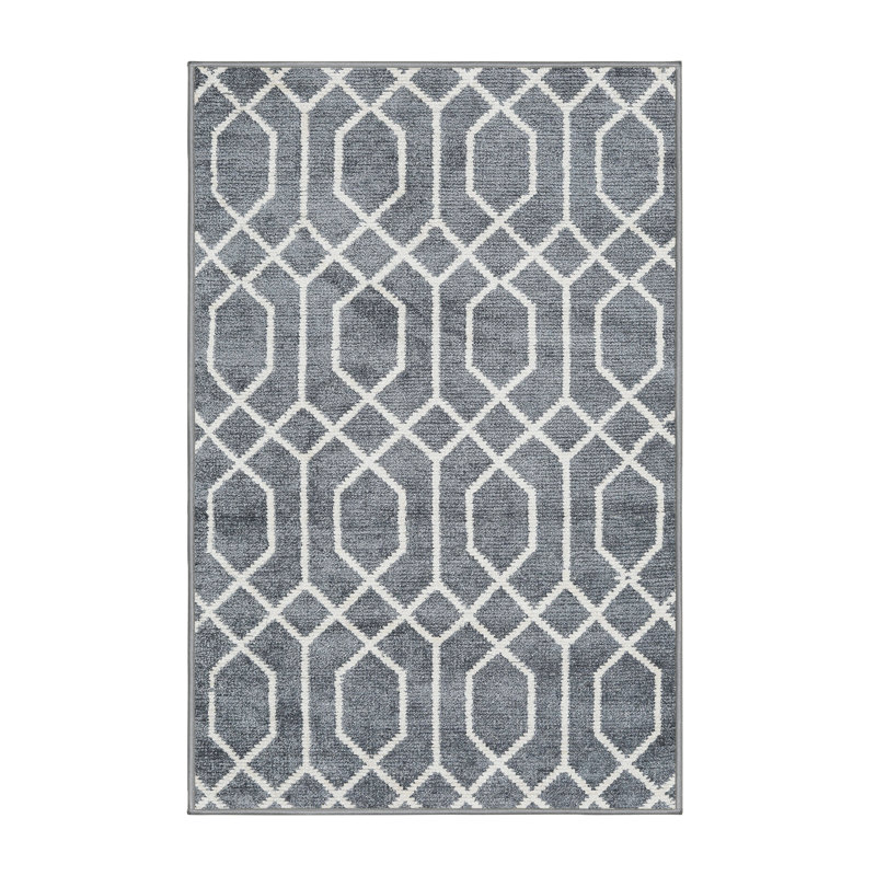 Tapis contemporain gris, Rectangle de 3 pi x 5 pi