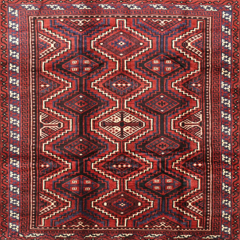 Tapis rouge à motif sud-ouest, Carré 3 pi