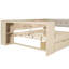 Lit plateforme en bois crème avec tête de lit tapissier, rangement intégré et support de rangement,