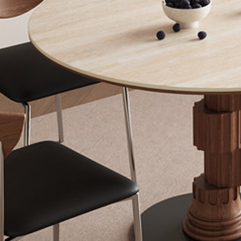 Table ronde unique et élégante, 7 pièces : table, 6 chaises, H 29,52 po x l 47,24 po x P 47,24 po