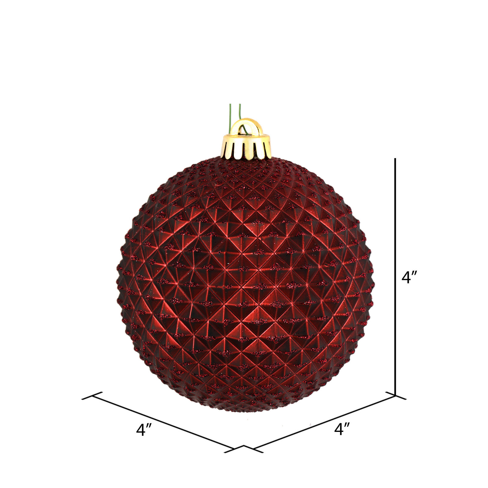 Durian Glitter Ball Ornament, Burgundy