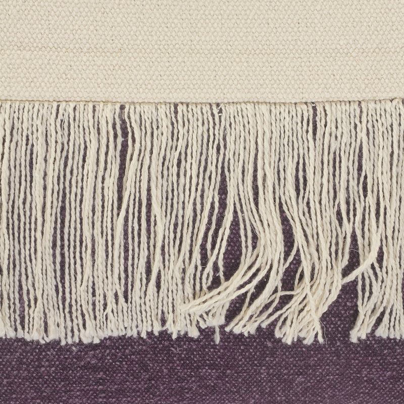 Coussin décoratif à franges 100% coton Contemporary, Aubergine / blanc cassé, Housse de coussin seulement - sans coussin