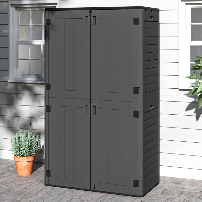 4 ft.W X 2.2 ft. D  50 Cu Ft Vertical Resin Outdoor Storage Shed, Gray