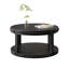 Table basse ronde en bois massif de 31,5 pouces pour le salon, bureau en bois rustique à 2 niveaux avec tablette de rangement-634470444