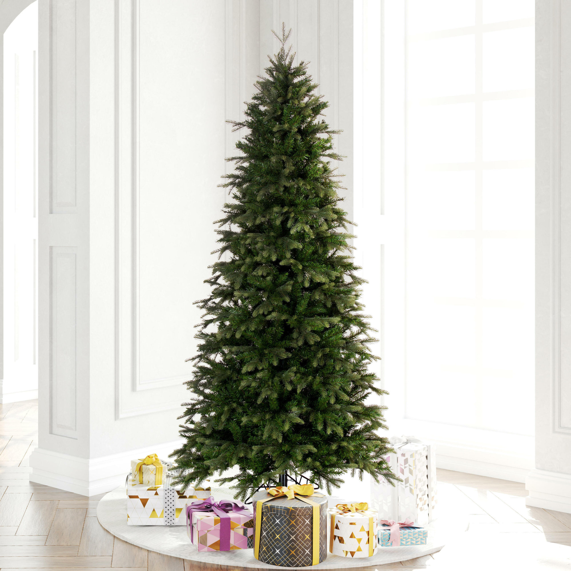 Artificial Slim Douglas Fir Christmas Tree, 7.5 ft
