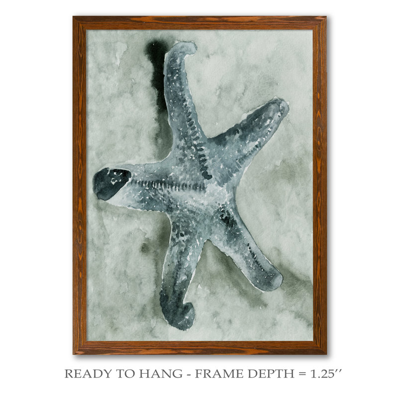 Aquatic i, reproduction d’art encadrée, H 28 po x l 38 po x P 1,3 po, Toile avec cadre érable