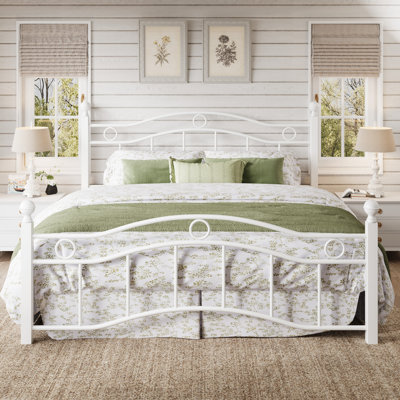 Heavy Duty Metal Bed Frame with Elegant Arched Headboard, Classic Style