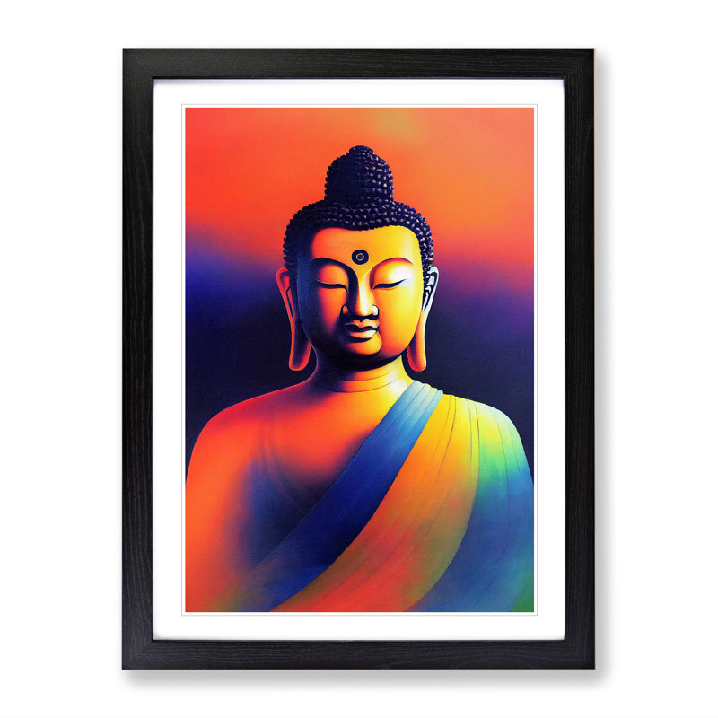 Buddha Colour Field - Single Picture Frame Print, Oak Framed, 64cm H x 46cm W