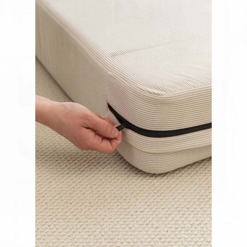 Canapé-lit en tissu Corduroy, Beige