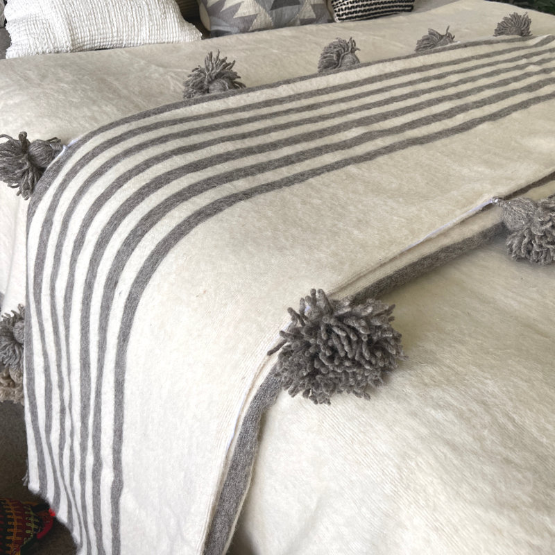 Hand Woven Throw Blanket, Gray