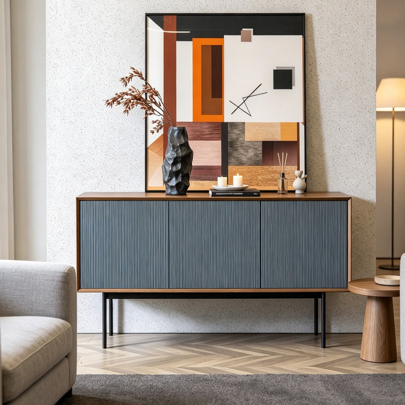 Armoire d'entrée italienne minimaliste, H 33,5 po x l 55,1 po x P 17,7 po