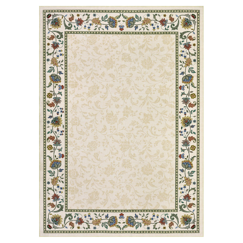 Rectangle Floral Area Rug, Beige, 200*290cm