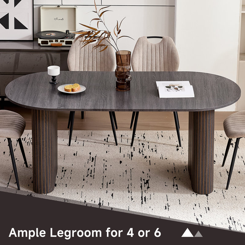 70.8" Oval Dining Table For 4, Modern Farmhouse Kitchen Table For 6, Rustic Large Dinner Table For Dining Reception Room