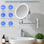 Miroir de maquillage mural avec batterie rechargeable 1000 mAh, grossissement 1 / 10X, 3 lumières colorées, à intensité variable et rotation sur 360 °-531311072