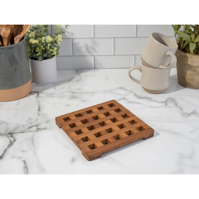 Premium Grade Teak Trivet, 0.75" H x 8" W x 8" D