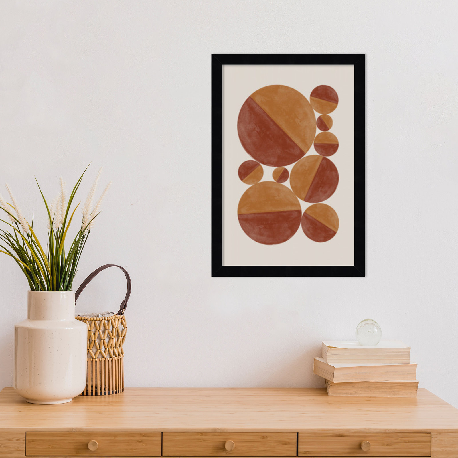 Paley "Burnt Orange Bols" Print, Black, 17" H x 12" W