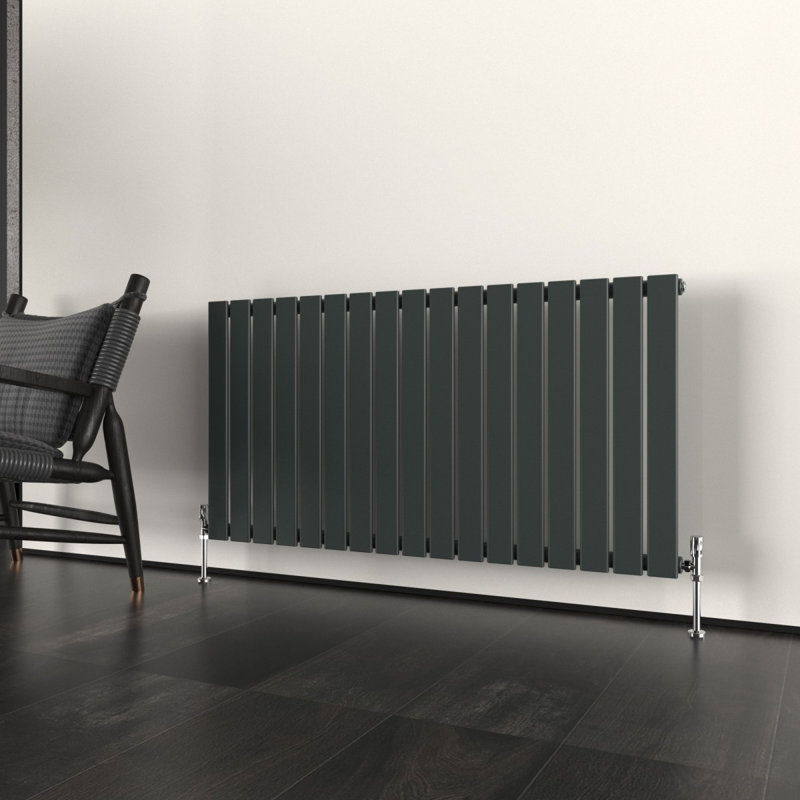 Flat Panel Central Heating Designer Radiator, 60cm H x 115.6cm W x 4.6cm D, Anthracite