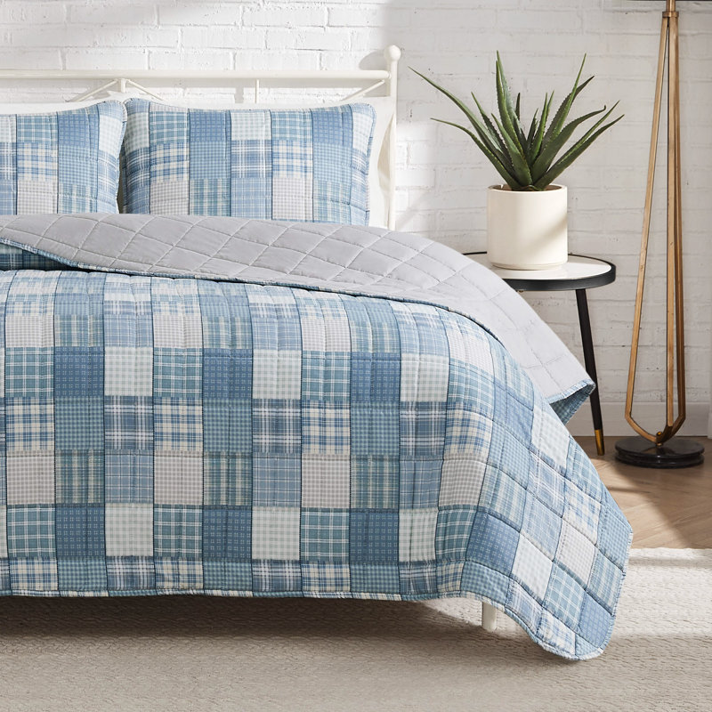 Lucky Brand Plaid Patchwork Reversible Quilt Sets, Full/Queen