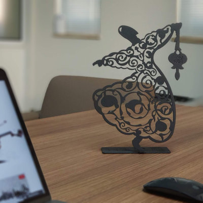 Modern Decorative Object, 100% Metal, 7.9 x 11.8 inches | Sturdy 2 mm Thickness | Sleek Black Finish | Versatile Standalone Design for Any Desk | Ideal for Home or Office Décor, Stylish and Functional