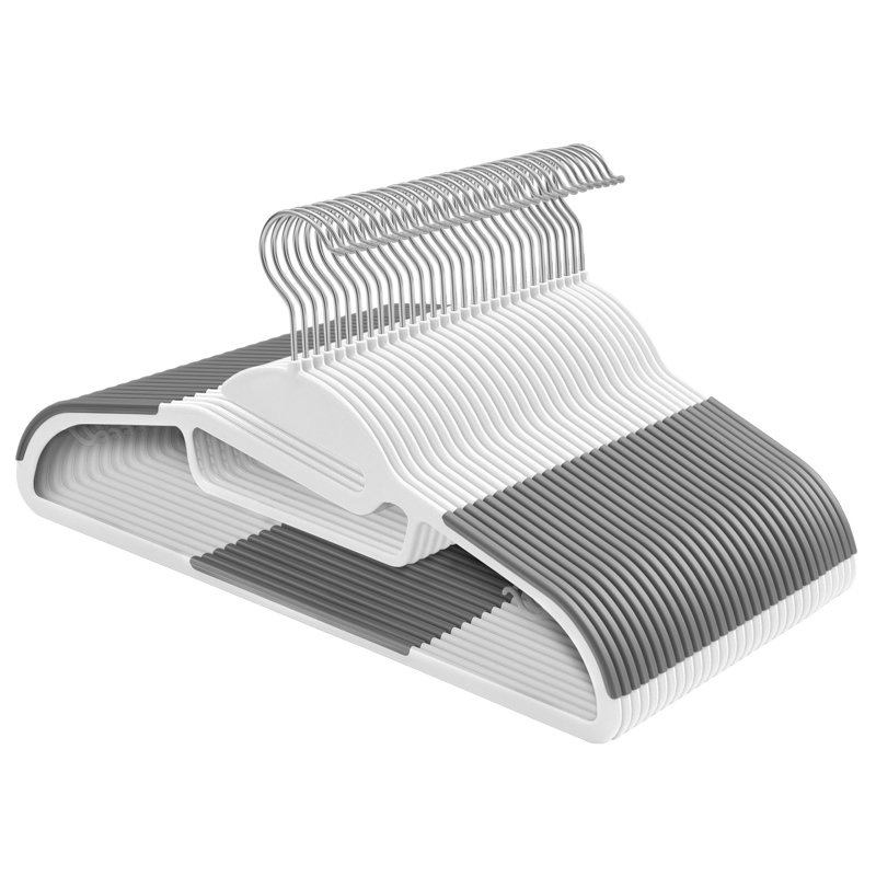 Paquet de 50 cintres pour vêtements, cintres en plastique robustes, ouverture en forme de S, peu encombrant, crochet pivotant à 360 °, largeur de 16,3 pouces