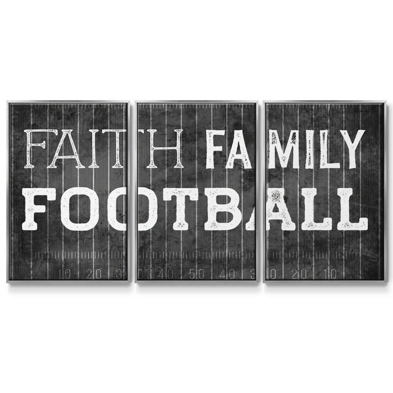 Faith Family Football 3 pièces, H 36 po x l 75 po x P 2 po, Argent
