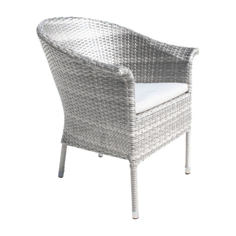 Chaise de patio avec coussin Neumark, Gris, Blanc