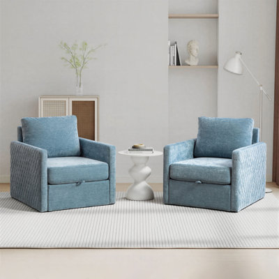 Fauteuil club carré tapissier pivotant rembourré Diamond Design avec rangement caché (ensemble de 2)