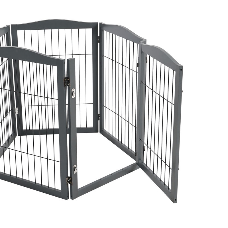 Grey 5-Panel Folding Pet Playpen