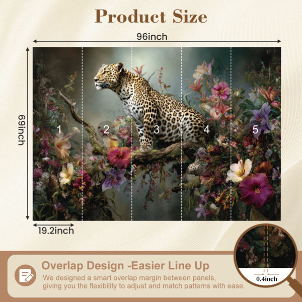 Red Barrel Studio Leopard Peel and Stick Wallpaper Surreal Jungle ...