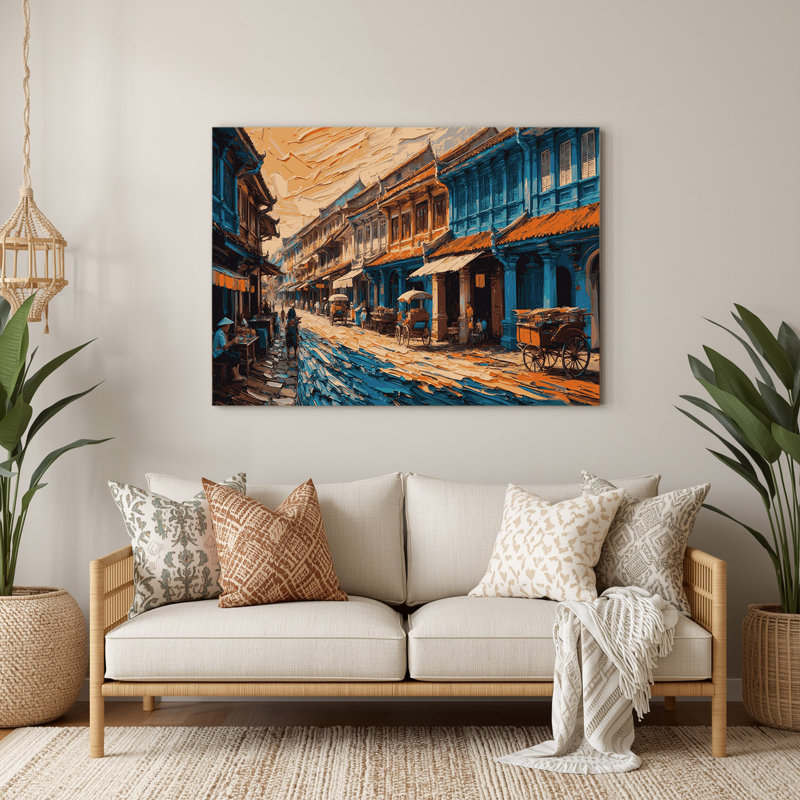 Art mural mauve avec villes, Penang, Malaisie, H 144 po x l 216 po x P 0,05 po