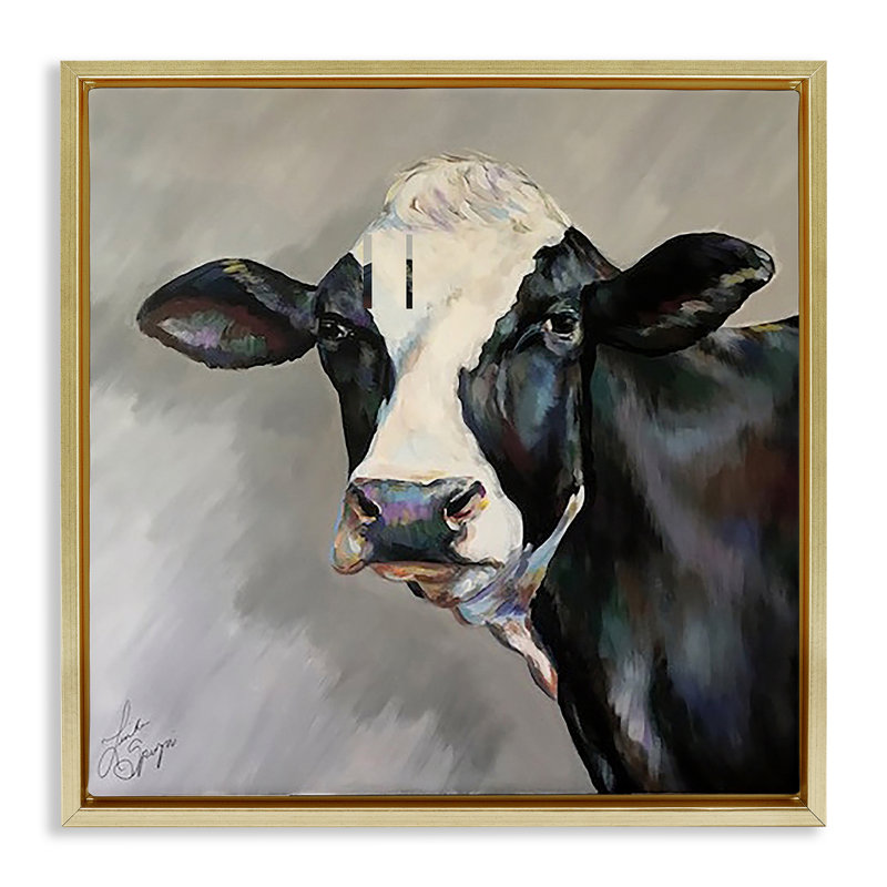 Cadre flottant noir et blanc Belle, conçu par Linda Sperroussi, H 18 po x l 18 po, Cadre flottant métallique doré