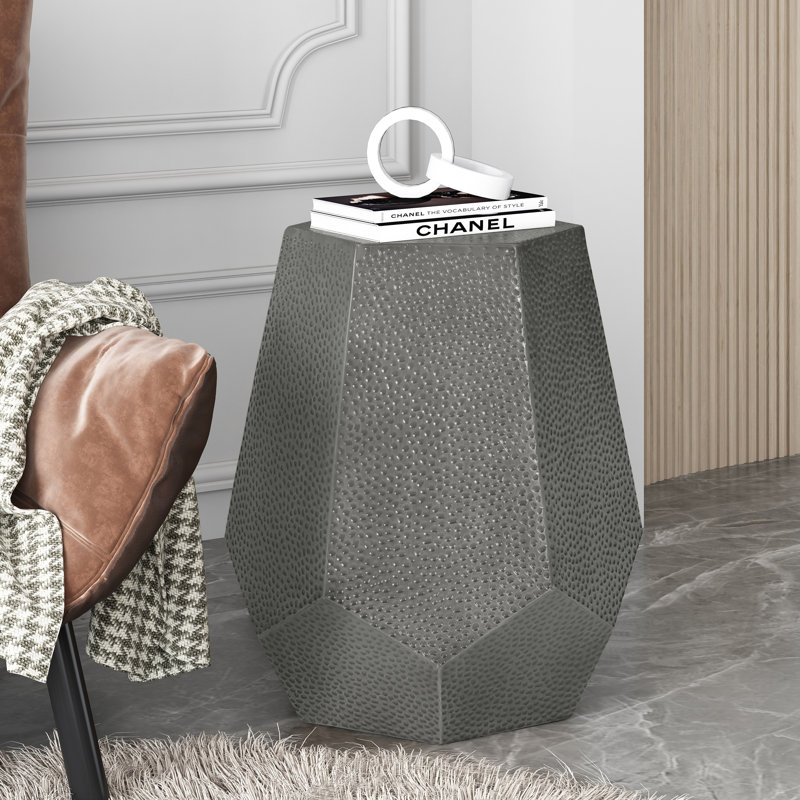 Kelston Mills Iron Top End Table, Silver