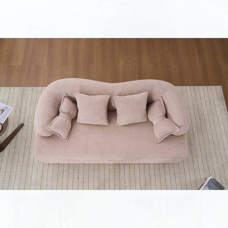 Canapé-lit 70 po 2 en 1 pliable avec 4 coussins 70 po, Abricot