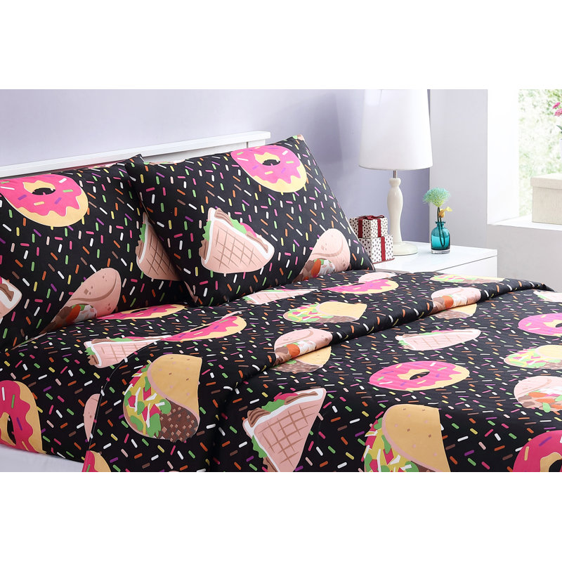 Microfiber Abstract Sheet Set, Twin Sheet Set + Fitted Sheet + 2 Pillowcases