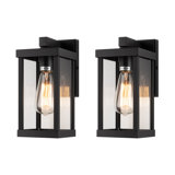 Olar Classic Outdoor Wall Sconce 1 Light Rectangular Metal Frame and Glass Shade Warterproof