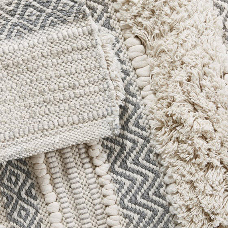 Woven Texture Stripe Bath Rug Grey 22X58