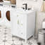 Meuble-lavabo autoportant moderne compact avec lavabo en céramique, porte à fermeture en douceur et tiroirs de rangement-978955579